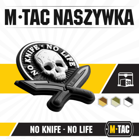 M-Tac Naszywka No Knife - No Life 3D PVC Black/White