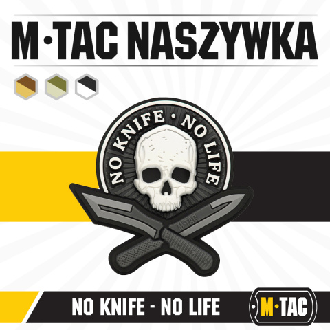 M-Tac Naszywka No Knife - No Life 3D PVC Black/White