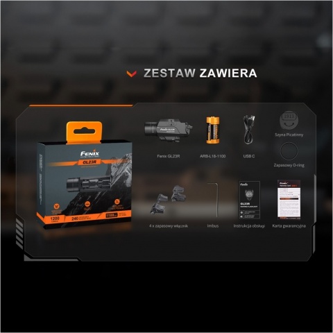 Fenix GL23R Latarka na broń z celownikiem laserowym 1200lm