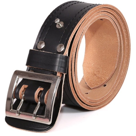 Hada Pas Wojskowy Oficerski Skórzany z podszyciem Czarny