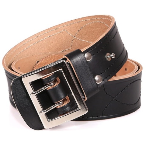 Hada Pas Wojskowy Oficerski Skórzany z podszyciem Czarny