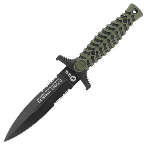 K25 Green ABS Black Black Titanium Nóż ze stałą głownią 32207
