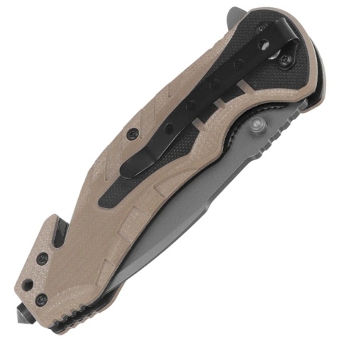 K25 Titanium Tan Black Nóż składany ratowniczy 18318