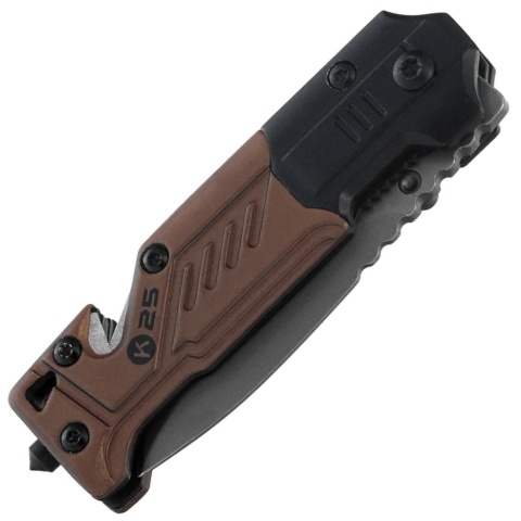 K25 Rubbered Black Aluminium Nóż składany na szyję 19652