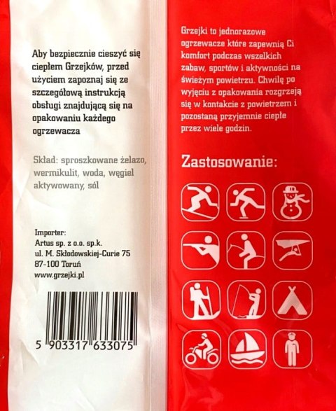 Grzejki Ogrzewacze do ciała 1 sztuka G03